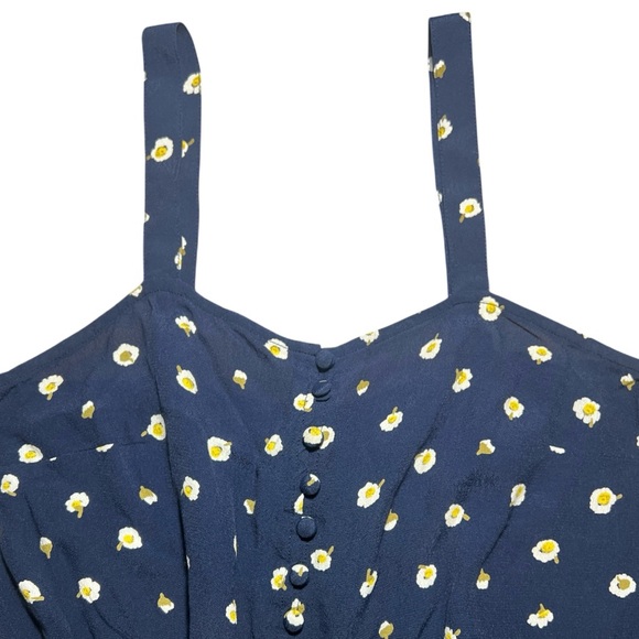 Madewell Button-Front Tie Tank in Blue with Daisy Dots Tank Top - Picture 6 of 11